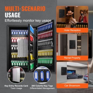 Ντουλάπι Κλειδιών VEVOR 200 Θέσεων με Ρυθμιζόμενα Ράφια & Χρωματιστ...