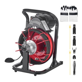 VEVOR Μηχανή Καθαρισμού Αποχέτευσης με Κόμπρα 15m x 8mm, Αυτόματη Τ...