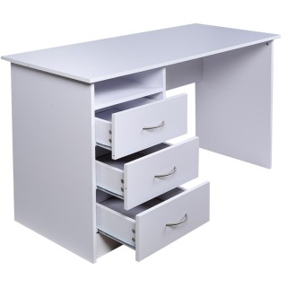 BAKAJI  Γραφείο με Συρταριέρα 3 Συρτάρια Τραπέζι για Υπολογιστή Λευ...