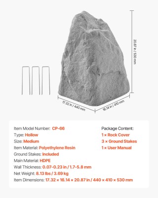 VEVOR Τεχνητός Βράχος Κάλυμμα, 17.32x16.14x20.87 in, Γκρι KXYSZBGZZ... VEVOR Τεχνητός Βράχος Κάλυμμα, 17.32x16.14x20.87 in, Γκρι KXYSZBGZZ...