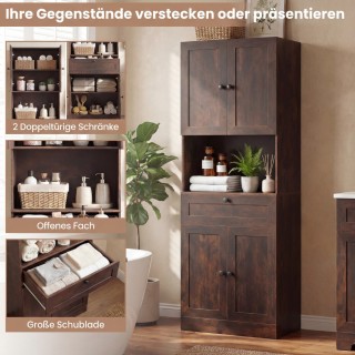 Costway Υψηλό ντουλάπι με 4 πόρτες & 1 συρτάρι & ανοιχτό ράφι & ρυθ...