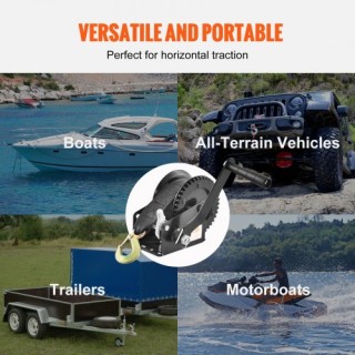 VEVOR  Χειροκίνητος Βίντσι 1200 lbs με Ιμάντα 23 ft και Διπλής Κατε...