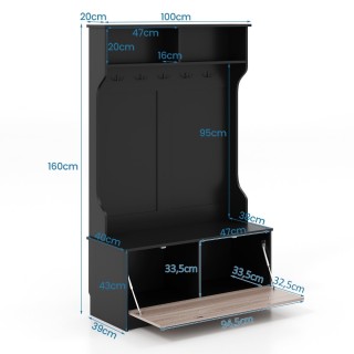 Costway  Πολυλειτουργική Ντουλάπα Εισόδου με Καθιστικό και Αποθηκευ...