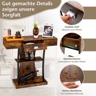 Costway Ξύλινο Πολυλειτουργικό Τραπέζι Κονσόλας με Αποθηκευτικό Χώρ...