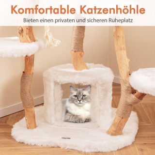 Costway 168 εκ. Ξύλινος Γατόδεντρο με Πλατφόρμες, Κρυψώνα & Στήλες ...