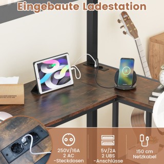 Costway Υπερυψωμένο Κρεβάτι με Προσαρμόσιμο Σύστημα LED Φωτισμού κα...