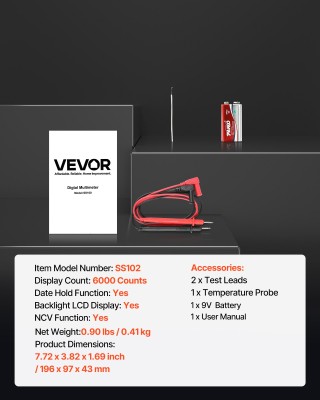 VEVOR Πολυλειτουργικό Ψηφιακό Πολύμετρο TRMS, 6000 Μετρήσεις, Διαστ... VEVOR Πολυλειτουργικό Ψηφιακό Πολύμετρο TRMS, 6000 Μετρήσεις, Διαστ...