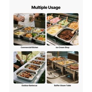 VEVOR Σετ 4 Ανοξείδωτες Λεκάνες Ξενοδοχείου 1/2, Βάθος 2.5 ίντσες 1...