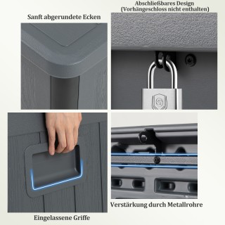 Costway  Αδιάβροχη Κουτί Αποθήκευσης 378L για Κήπο με Κλείδωμα - Ιδ...