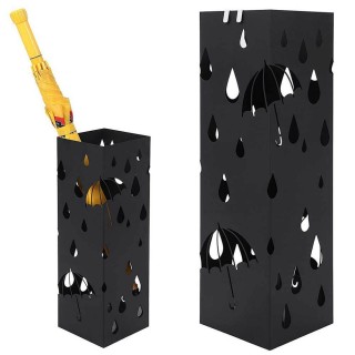 BAKAJI Τετράγωνη Σχέδιο Σιδερένια Ομπρελοθήκη Μαύρη με Δοχείο Συλλ... BAKAJI Τετράγωνη Σχέδιο Σιδερένια Ομπρελοθήκη Μαύρη με Δοχείο Συλλ...