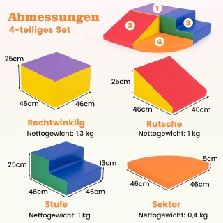 Costway Σετ 4 Πολύχρωμα Αφρώδη Τουβλάκια για Σκαρφάλωμα & Παιχνίδι ...
