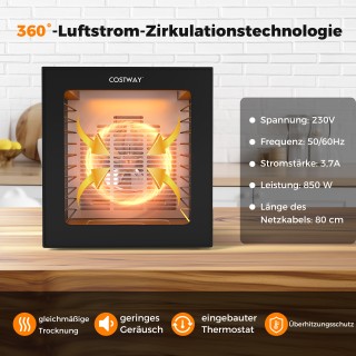 Costway Αποξηραντήρας 850W με 10 προγράμματα, 10 ανοξείδωτες σχάρες...