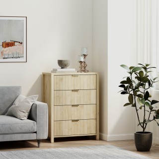 HOMCOM Συρταριέρα με 4 αυλακωτά συρτάρια και χρυσές λαβές, 70x38x93... HOMCOM Συρταριέρα με 4 αυλακωτά συρτάρια και χρυσές λαβές, 70x38x93...