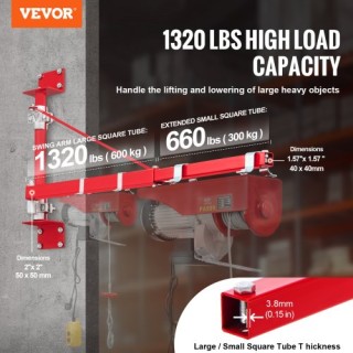Βραχίονας Ηλεκτρικού Ανυψωτήρα VEVOR, 1320 lbs, 180° Περιστροφή, γι...