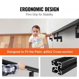 VEVOR Κουπαστή Σκάλας 7 ft, Εσωτερική/Εξωτερική Χρήση, Αλουμίνιο, 4...