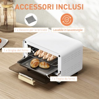 HOMCOM  Ηλεκτρικός Φούρνος 12L με Χρονοδιακόπτη και Ρυθμιζόμενη Θερ...