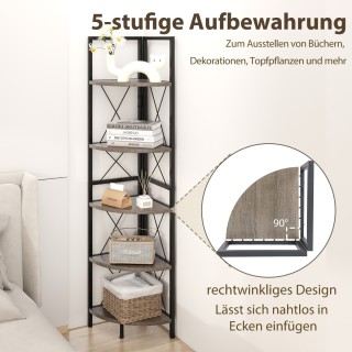 Costway Πολυλειτουργική Γωνιακή Ραφιέρα 5 Επιπέδων με Μεταλλικό Πλα...