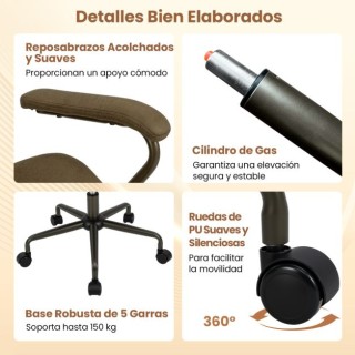 Costway Περιστρεφόμενη Εργονομική Καρέκλα Γραφείου με Μαξιλαρωτές Μ...