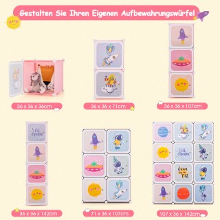 Costway  Παιδική Ντουλάπα με 2 Κρεμάστρες & 12 Παιχνιδιάρικα Ροζ Κύ...