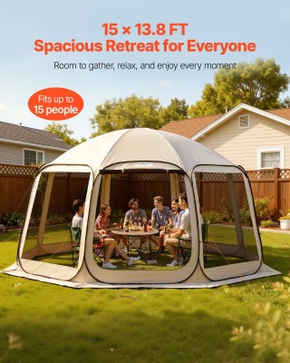 VEVOR Τέντα Σκίασης Ποπ-Απ 12-15 Ατόμων, με Δίχτυ και Τσάντα Μεταφο...