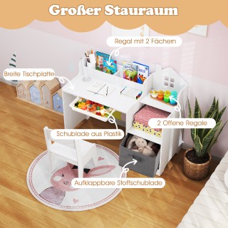 Costway Παιδικό Σετ Γραφείου και Καρέκλας με Ανοιχτά Ράφια, Συρτάρι... Costway Παιδικό Σετ Γραφείου και Καρέκλας με Ανοιχτά Ράφια, Συρτάρι...