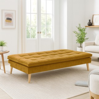 BAKAJI Καναπές Κρεβάτι Ρυθμιζόμενος 3 Θέσεων Εργονομικός σε Μουσταρ...