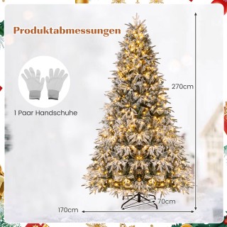 Costway 270 εκ Τεχνητό Χριστουγεννιάτικο Δέντρο με Φωτισμό και Χιόν...