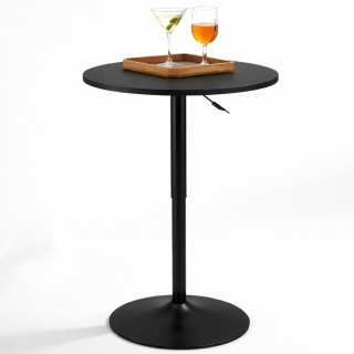BAKAJI Μαύρο Περιστρεφόμενο Μπαρ Τραπέζι Ø60cm με Ρυθμιζόμενο Ύψος ...