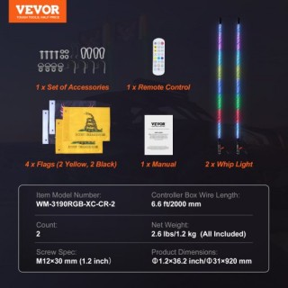 VEVOR 2 Τεμ. LED Σπιράλ Φωτιστικό Κεραίας 3FT RGB με Τηλεχειριστήρ... VEVOR 2 Τεμ. LED Σπιράλ Φωτιστικό Κεραίας 3FT RGB με Τηλεχειριστήρ...