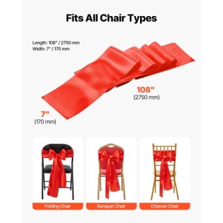 VEVOR Κορδέλες Καρέκλας από Σατέν 50PCS με Διάσταση 7 x 108 ιντσών,...