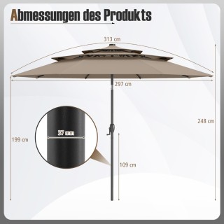 Costway Τρίφυλλη Καφέ Ομπρέλα Κήπου με Μανιβέλα και Ρυθμιζόμενη Κλί... Costway Τρίφυλλη Καφέ Ομπρέλα Κήπου με Μανιβέλα και Ρυθμιζόμενη Κλί...