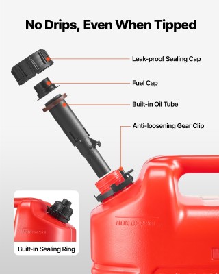 VEVOR Δοχείο Καυσίμου 19L με Στόμιο & Κλίμακα, Ασφαλές & Χωρίς Διαρ...