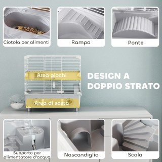 PawHut Διώροφη Γκρι-Λευκή Κλουβί Χάμστερ 44.5x28x44 εκ. D51-482V00GY PawHut Διώροφη Γκρι-Λευκή Κλουβί Χάμστερ 44.5x28x44 εκ. D51-482V00GY