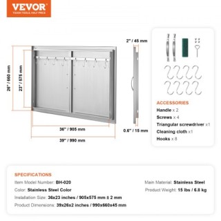 Πόρτα BBQ Νησίδας 990x660 mm Ανοξείδωτη VEVOR για Εξωτερική Κουζίνα... Πόρτα BBQ Νησίδας 990x660 mm Ανοξείδωτη VEVOR για Εξωτερική Κουζίνα...