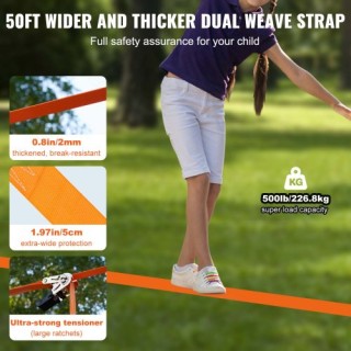 Πίστα Εμποδίων Ninja VEVOR για Παιδιά, 15.24μ Ανθεκτικό Σχοινί, 500...