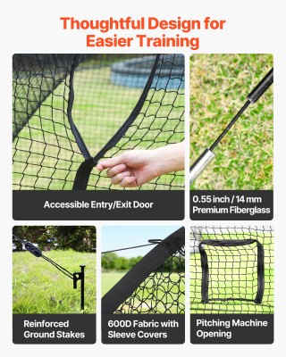 VEVOR Φορητό Προπονητικό Κλουβί Μπέιζμπολ με Δίχτυ Polyester & Άνοι... VEVOR Φορητό Προπονητικό Κλουβί Μπέιζμπολ με Δίχτυ Polyester & Άνοι...