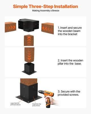 VEVOR Σετ 2 τμχ Γωνιακών Συνδέσμων για Περγολές και Ξύλινα Δοκάρια ...