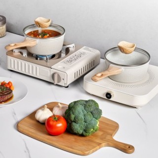 VEVOR Λευκή Κατσαρόλα 1.5QT με Αντικολλητική Επίστρωση, Γυάλινο Καπ...