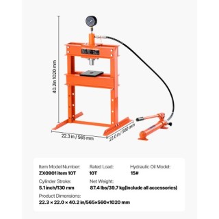 VEVOR Υδραυλική Πρέσα 10 Τόνων με Πλάκα Πίεσης για Κάμψη YYYBSQCJYL... VEVOR Υδραυλική Πρέσα 10 Τόνων με Πλάκα Πίεσης για Κάμψη YYYBSQCJYL...