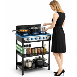 BAKAJI Φορητή Εξωτερική Κουζίνα Υγραερίου 5 Εστιών από Ανοξείδωτο Α...