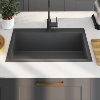 vidaXL Νεροχύτης Κουζίνας Χειροποίητος Μαύρος από Ανοξείδωτο Ατσάλι...