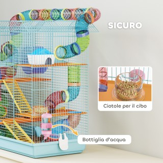 PawHut Πενταώροφο Κλουβί Χάμστερ με Χρωματιστούς Σωλήνες, Τροχό & Α... PawHut Πενταώροφο Κλουβί Χάμστερ με Χρωματιστούς Σωλήνες, Τροχό & Α...