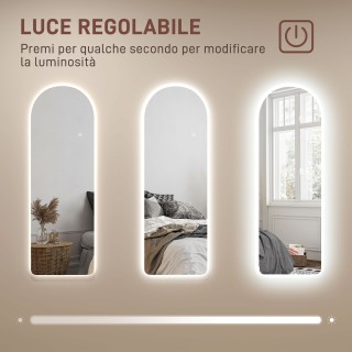 HOMCOM  Καθρέφτης Τοίχου με Καμπύλη με Ρυθμιζόμενο Φωτισμό LED και ...