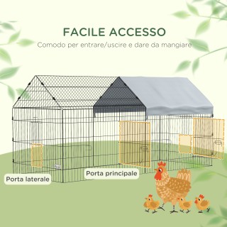 PawHut Εξωτερικό και Εσωτερικό Κλουβί Κουνελιών σε Σχήμα Σπιτιού με...