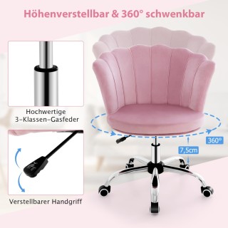 Καρέκλα Γραφείου Περιστρεφόμενη Ροζ με Ρυθμιζόμενο Ύψος 64 x 69 x 7...