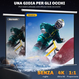 HOMCOM  Μηχανοκίνητη Οθόνη Προβολέα 120 με Τηλεχειριστήριο, από Πλα...