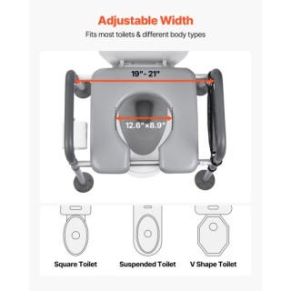 VEVOR Πολυλειτουργική Καρέκλα Τουαλέτας με Ρυθμιζόμενο Ύψος - Υποστ...