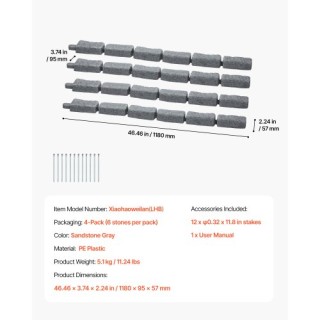 VEVOR Ψεύτικη Πέτρινη Περίφραξη Κήπου 46.2 x 2.2 in RZSPZXCCSYH08DZ...