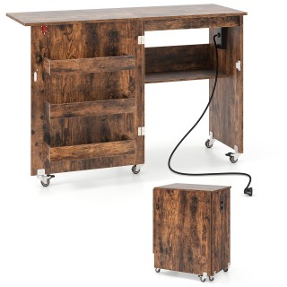 Costway  Πτυσσόμενο Τραπέζι Ραπτικής με Σταθμό Φόρτισης: Έξυπνο Βοη...