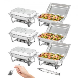 VEVOR  Σετ Μπουφέ Chafing Dish, 8 Qt 6τμχ, Ανοξείδωτο Σκεύος με 6 Π...